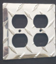 Diamond Plate double outlet covers and switch plates from The Metal Link