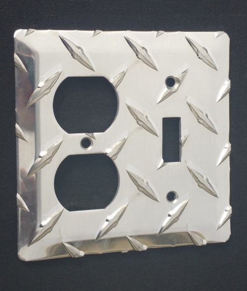 Diamond plate switch outlet cover from The Metal Link