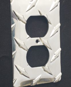 Diamond Plate single outlet cover from The Metal Link
